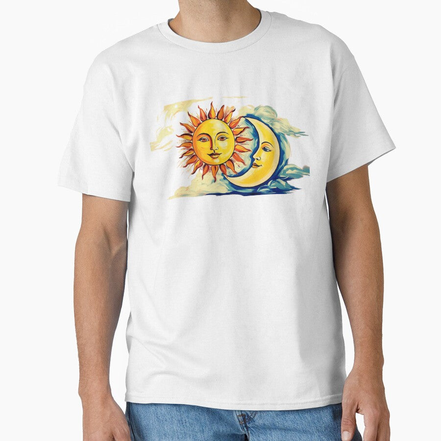 Sun and Moon Faces – Vibrant Celestial Pop Art Illustration by Kristylynn757