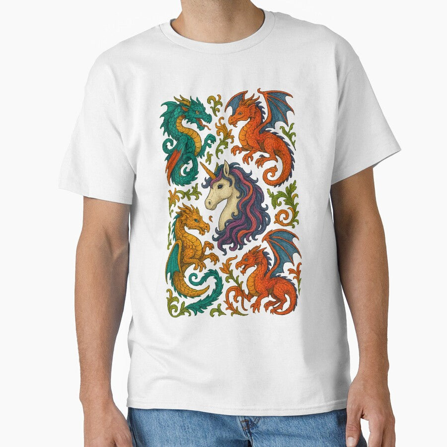 Colorful Dragons and Mystical Unicorn Art by SholoStudio