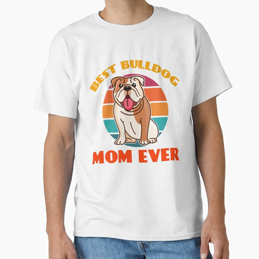 Best Bulldog Mama Mom Ever Mothers Day Dog puppy Lover Cute Sunser Retro by Meteor77