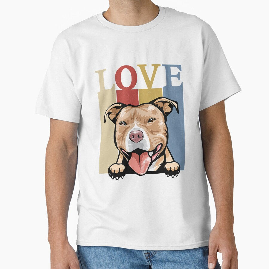 I Love My Pitbull Dog Retro Vintage 60s 70s Dog Lover by JeffreyShultz