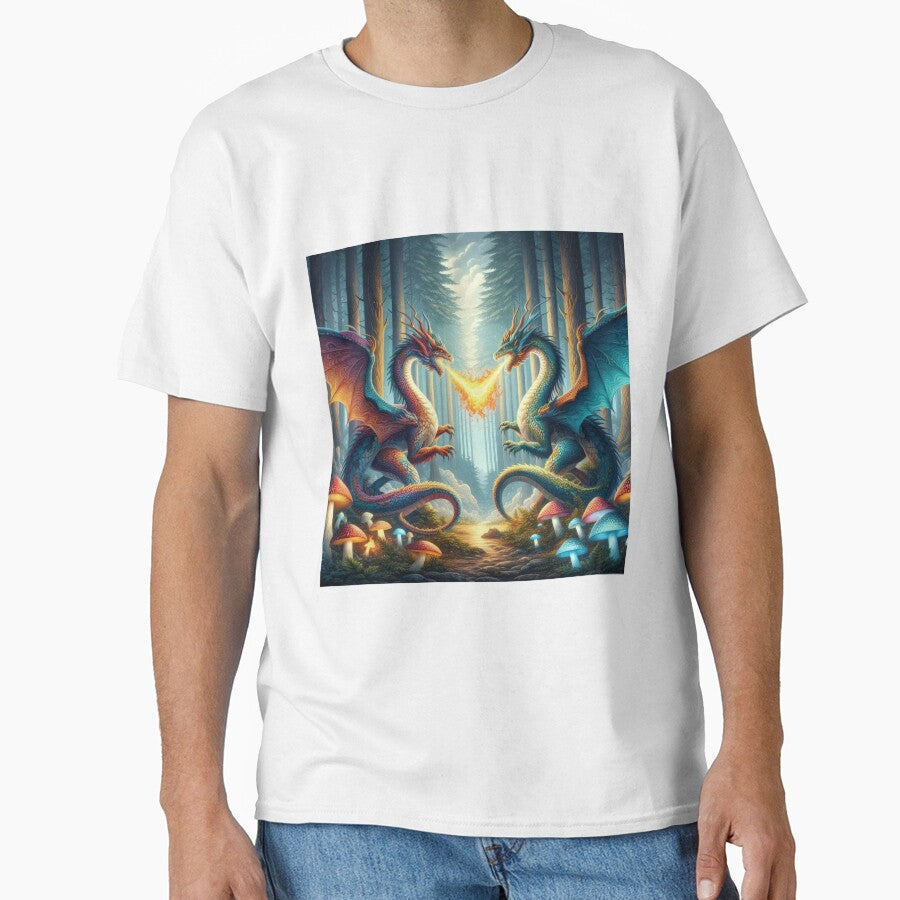 two dragons breathing fire in the forest by Expressions-Sel