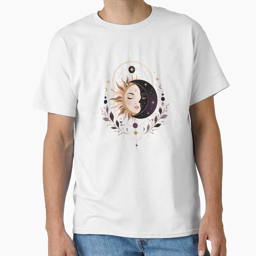 Celestial Sun and Moon Face Art by ModernMoodCo