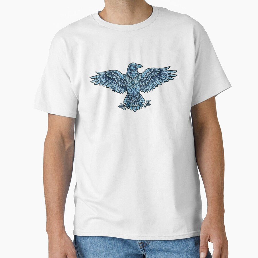 Glacier Crow Dark Romance - Cool Blue Neo Traditional Goth Art by Mdozet
