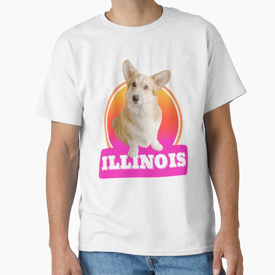 Illinois state and corgi by Weather gifts