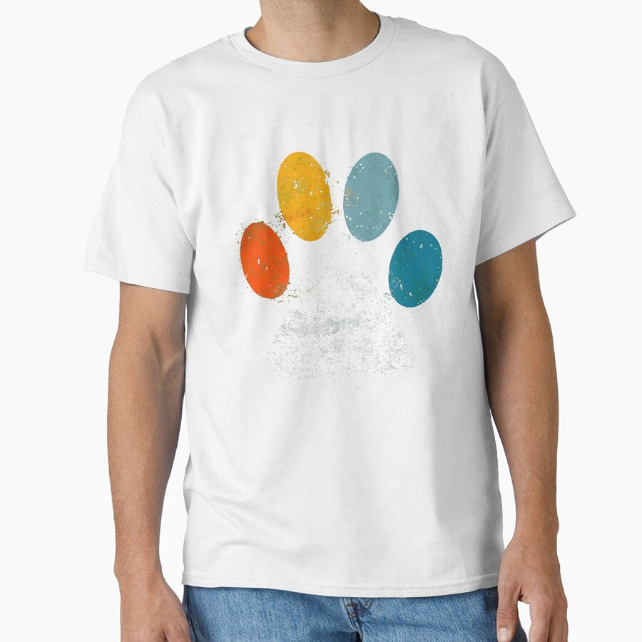 Vintage Dog T-Shirt Puppy Dog Paw Print Dog Love Pet Paw by OlyvieArt