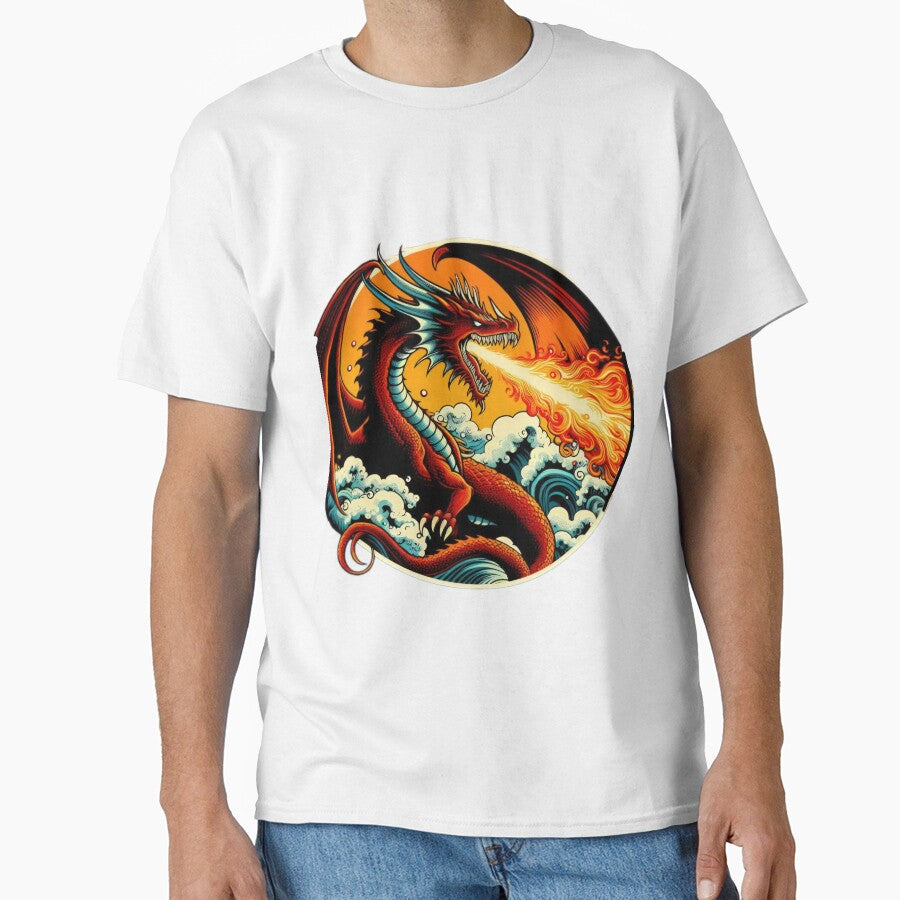 vintage Magic in Flames dragon breathing fire by Expressions-Sel