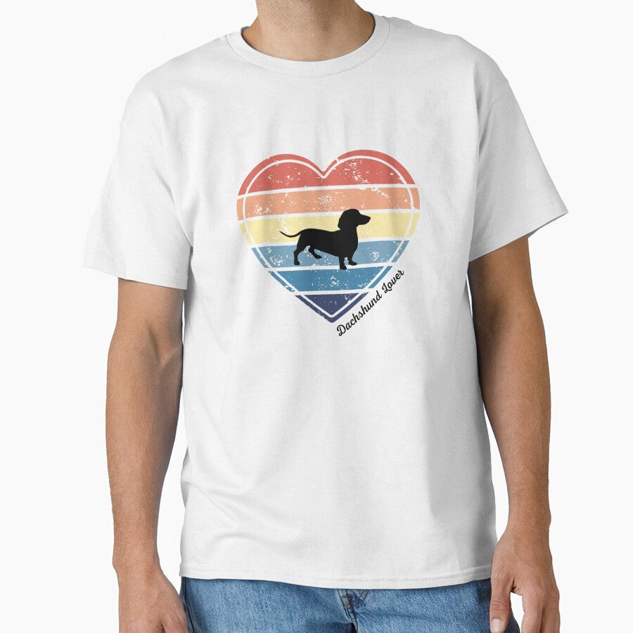 Dachshund Lover Retro Sunset Heart by Print-A-Joke