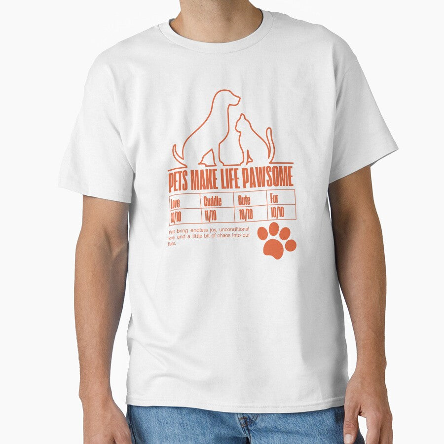 Pets Make Life Pawsome – Cute Dog and Cat Lover Design with Paw Print by Gawii