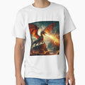 fiery red dragon breathing fire in the mountains by Expressions-Sel