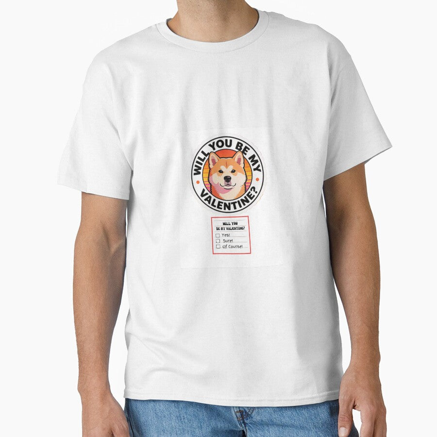 Adorable Watercolor Retro Akita– Valentine’s Day Question by M1234s