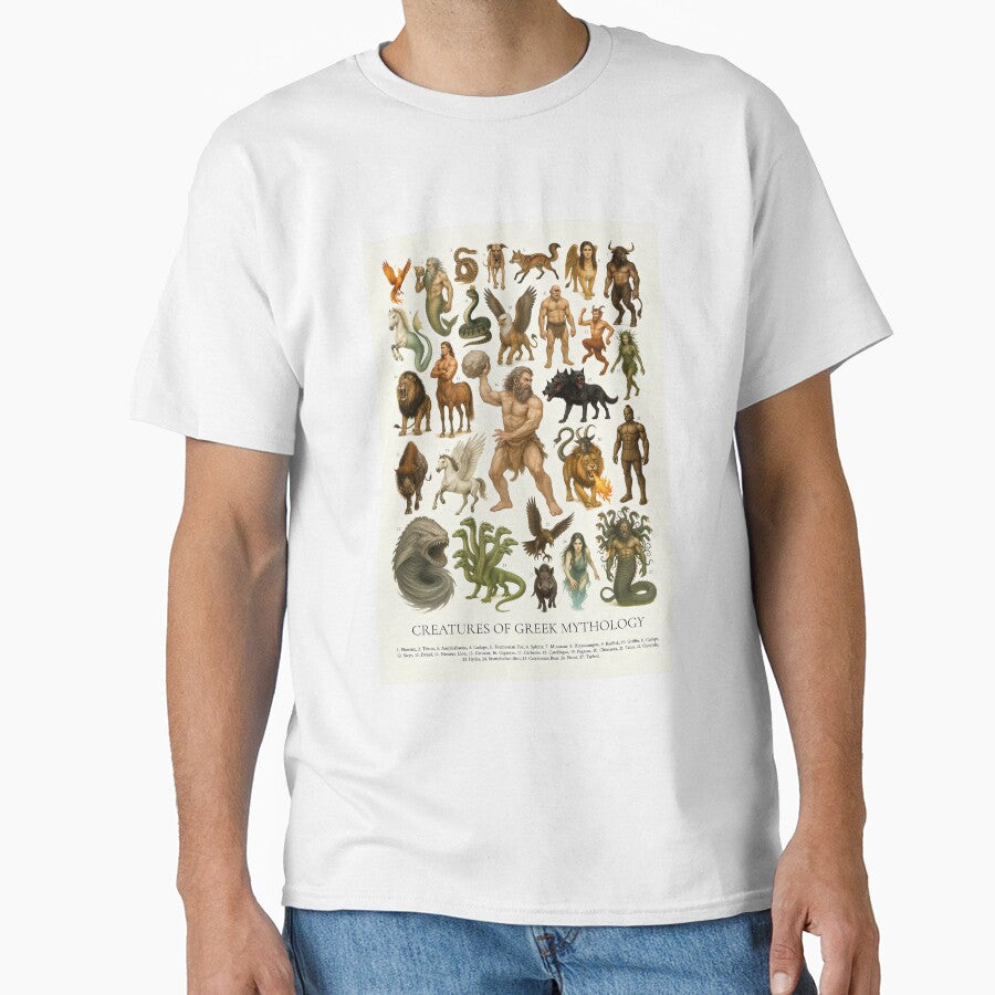 Creatures of Greek Mythology Retro Style Illustration Chart by kakarikihill