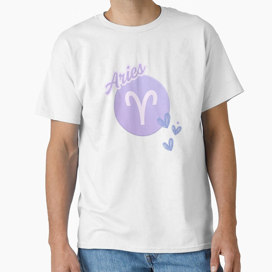 Aries – Soft Lavender Zodiac Art with Hearts & Constellations by Ink on Thread