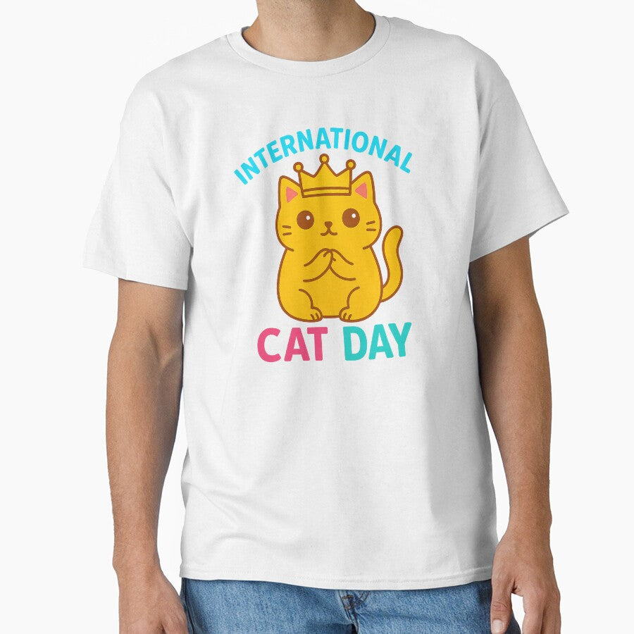 Majestic Cat with Crown – International Cat Day Cute Royal Kitty" by Printcora