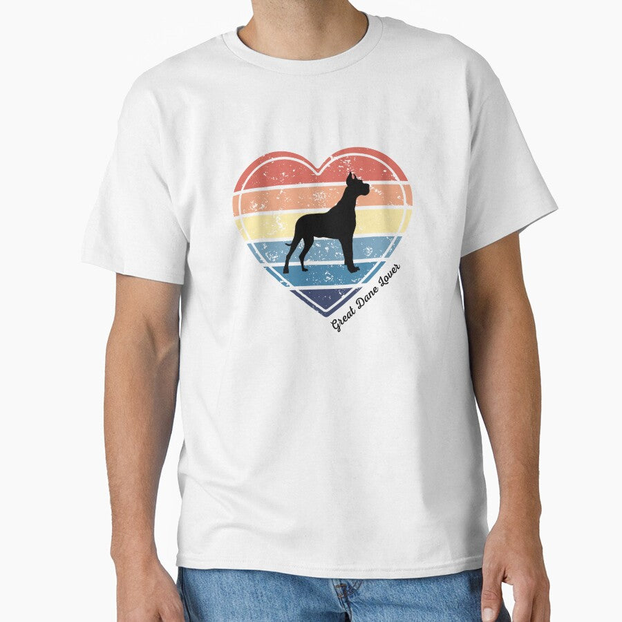 Great Dane Lover Retro Sunset Heart 2 by Print-A-Joke