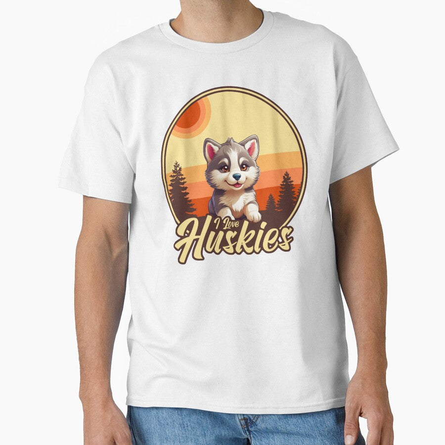 I Love Huskies - Vintage Sunset Design - Siberian Husky Lover by brindled