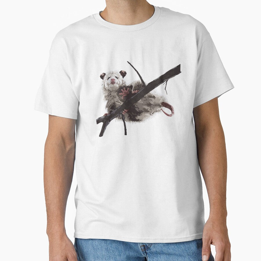 Opossum's butt on a branch, large print white edition by bye-then