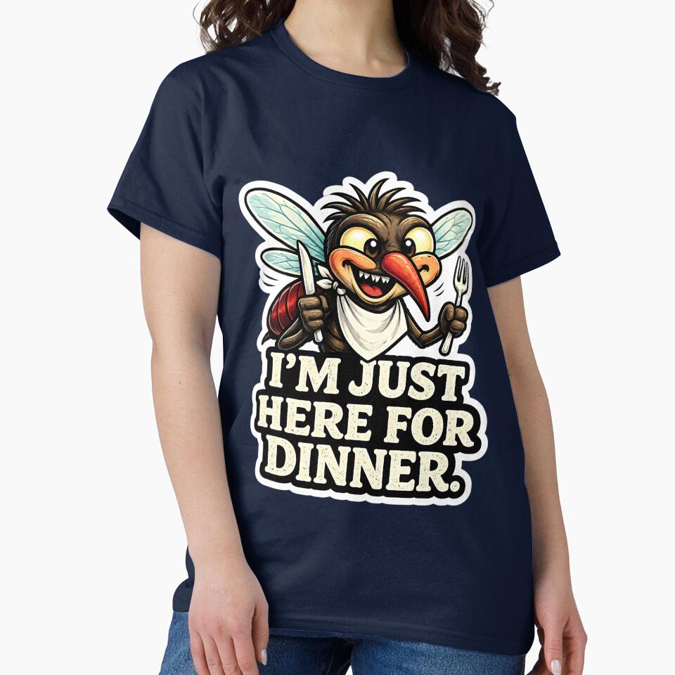 I'm Just Here for Dinner Funny Mosquito Animal Meme Design by lazygum