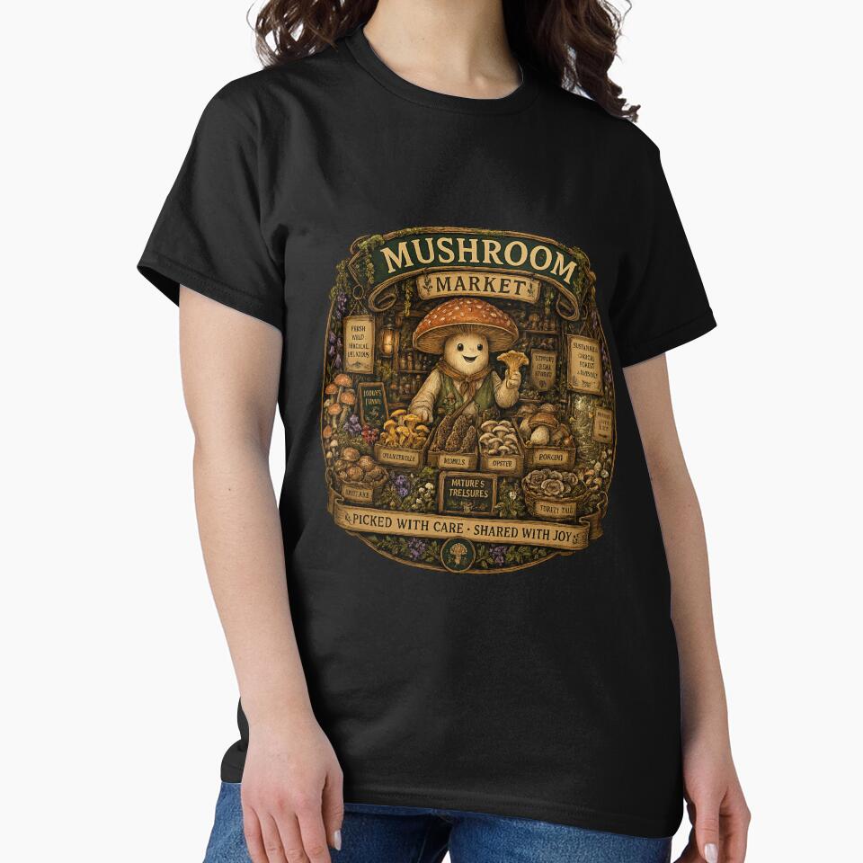 Mushroom Market Cottagecore Shirt | Vintage Mushroom Shop | Cozy Forest Forager | Botanical Nature Lover | Mycology Gift by MrDev