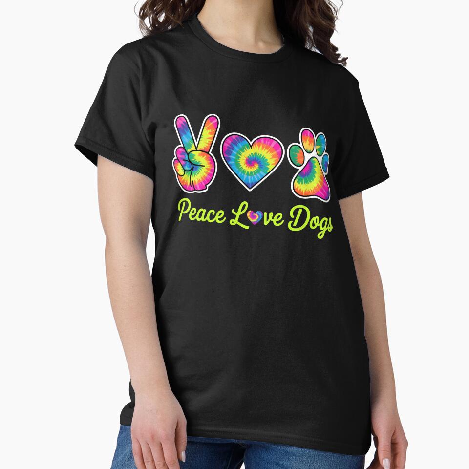 Peace Love Dogs Tie Dye Paw Print Design by SoyLamderma