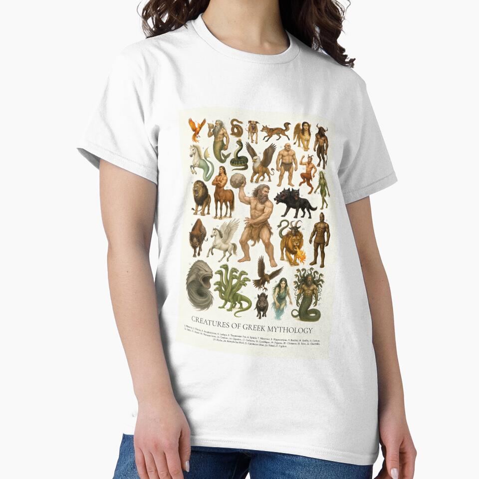 Creatures of Greek Mythology Retro Style Illustration Chart by kakarikihill
