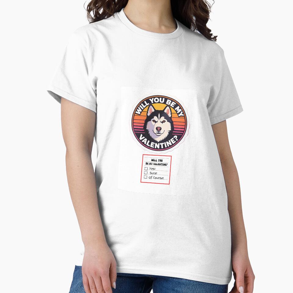 Adorable Watercolor Retro Alaskan Malamute  – Valentine’s Day Question by M1234s