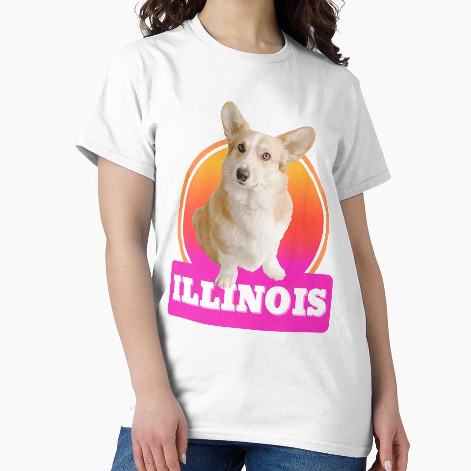Illinois state and corgi by Weather gifts