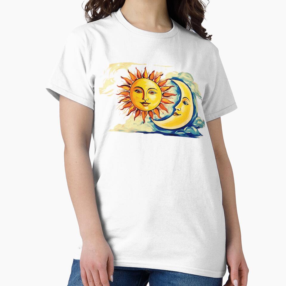 Sun and Moon Faces – Vibrant Celestial Pop Art Illustration by Kristylynn757