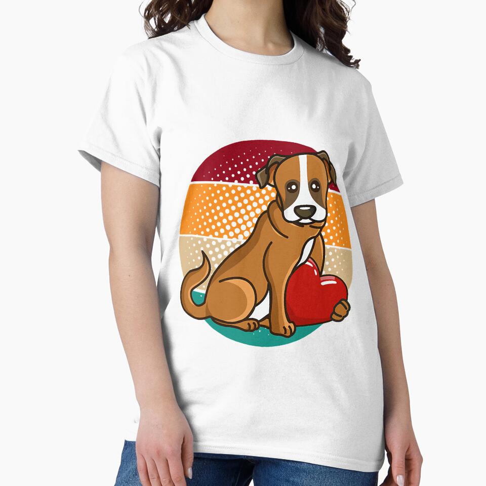Cute Boxer Dog Valentines Day Heart Retro Sunset by LemmikkiBadley