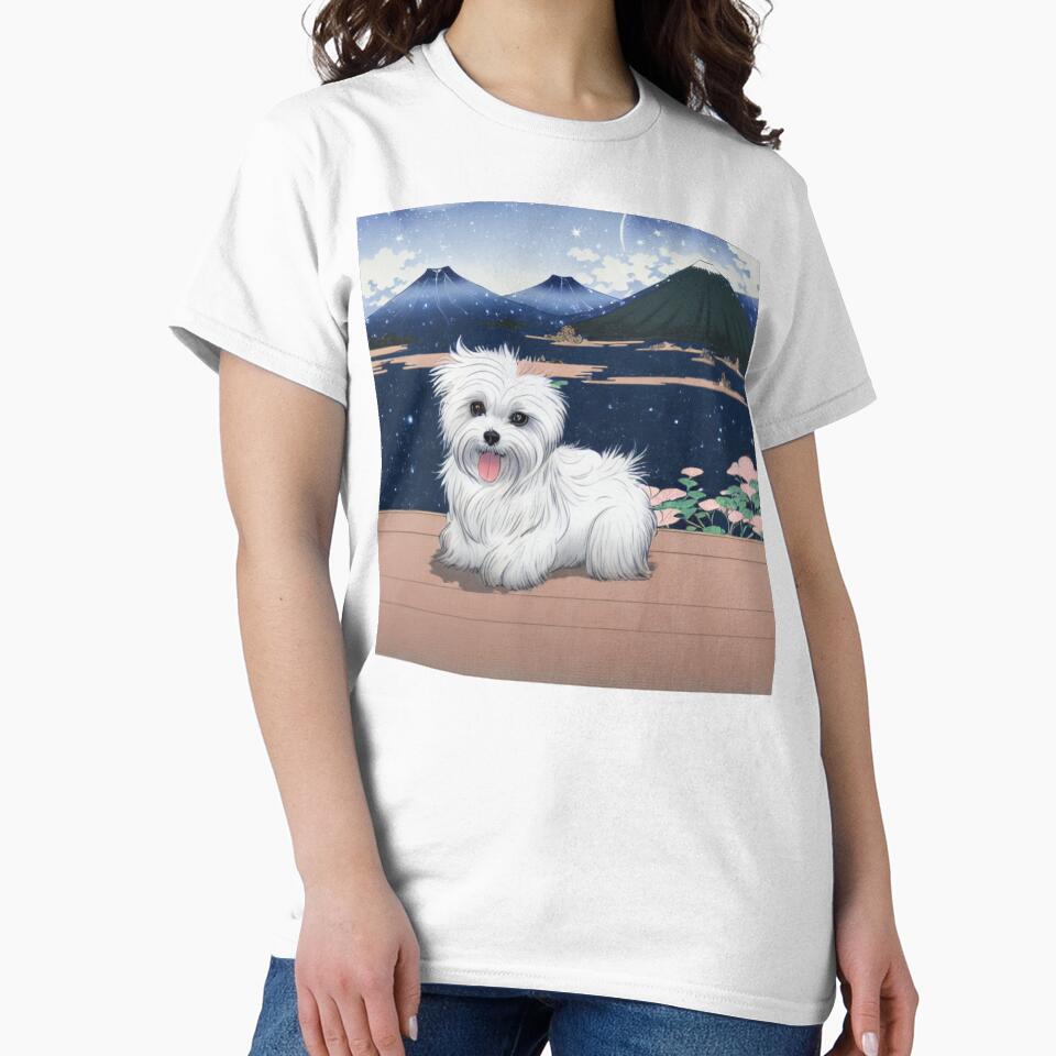 Cute Shih Tzu Maltese Dog Puppy at Japanese Mounts of Fuji by FociCreate
