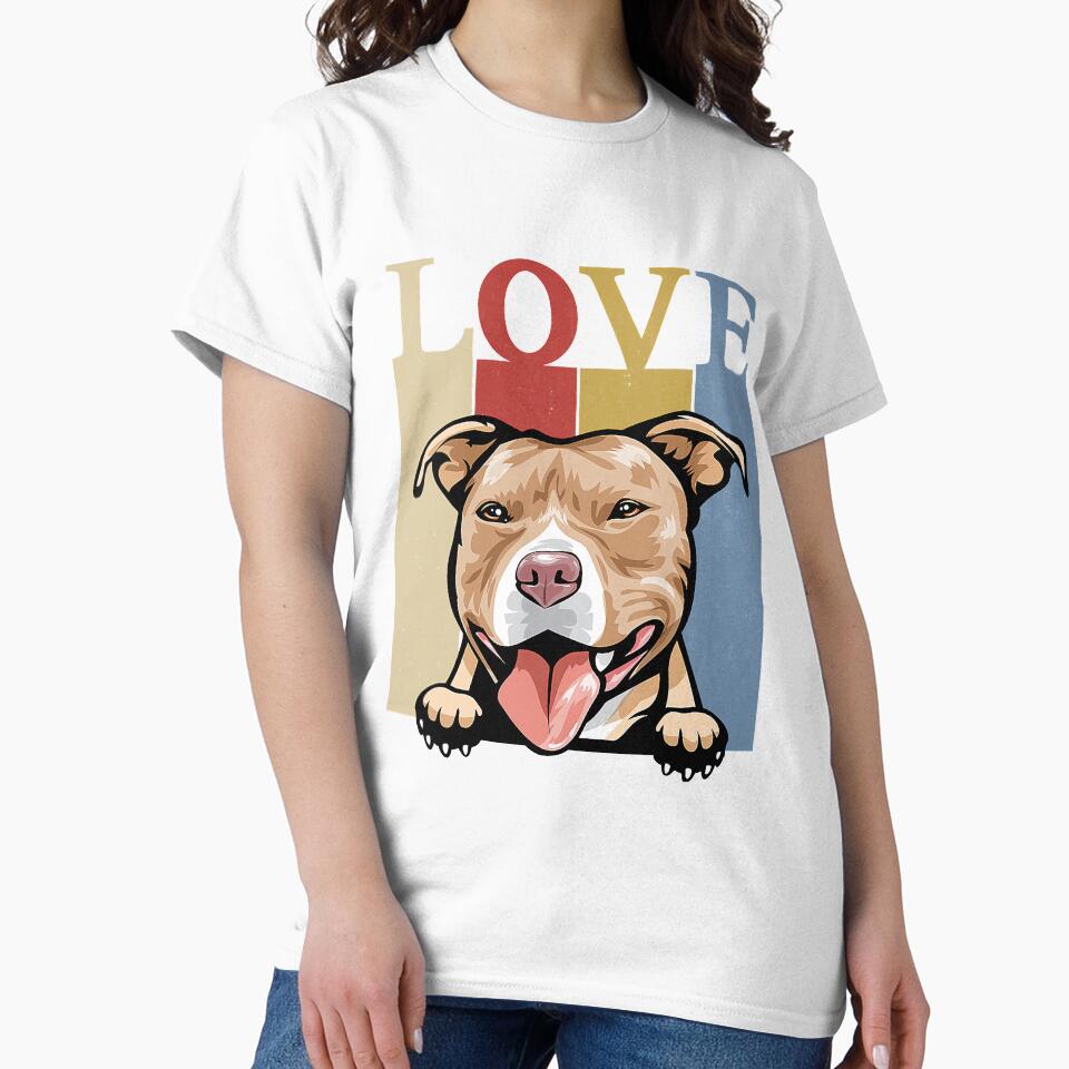 I Love My Pitbull Dog Retro Vintage 60s 70s Dog Lover by JeffreyShultz