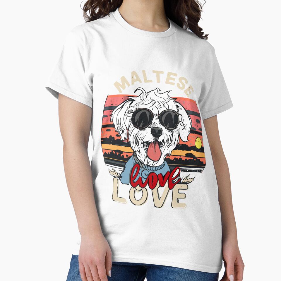 Maltese Love | Stylish Maltese Sunset Vibes | Cool Dog in Sunglasses Love Design by mindexploration