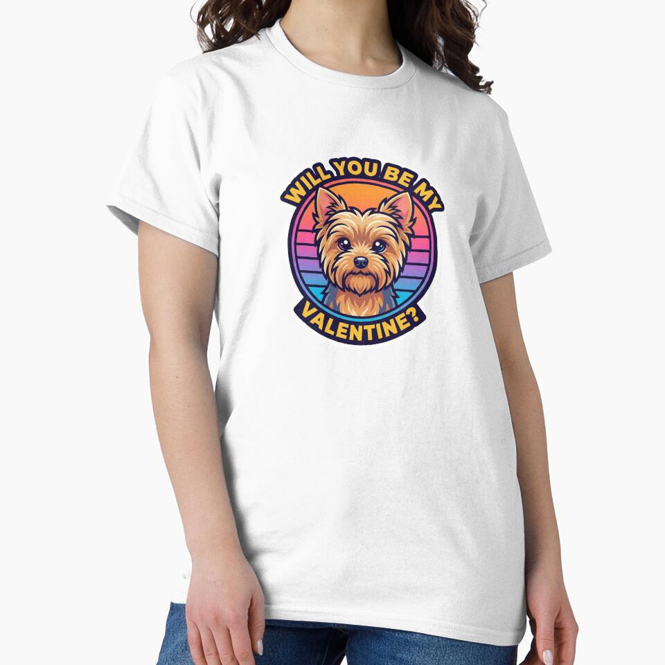 Will You Be My Valentine? Retro Yorkie Puppy by M1234s