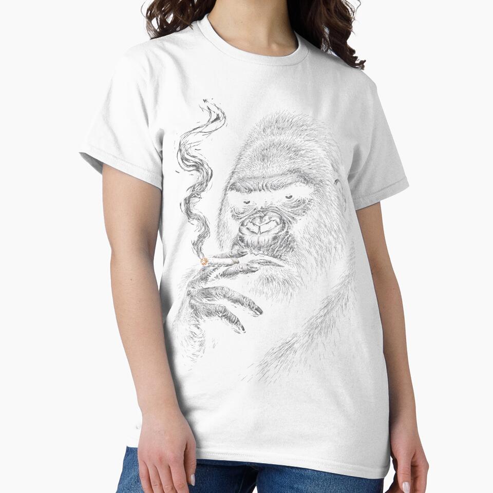 Gorilla Smoking Cigar Minimalist Design Monochromatic by BeaverFriends