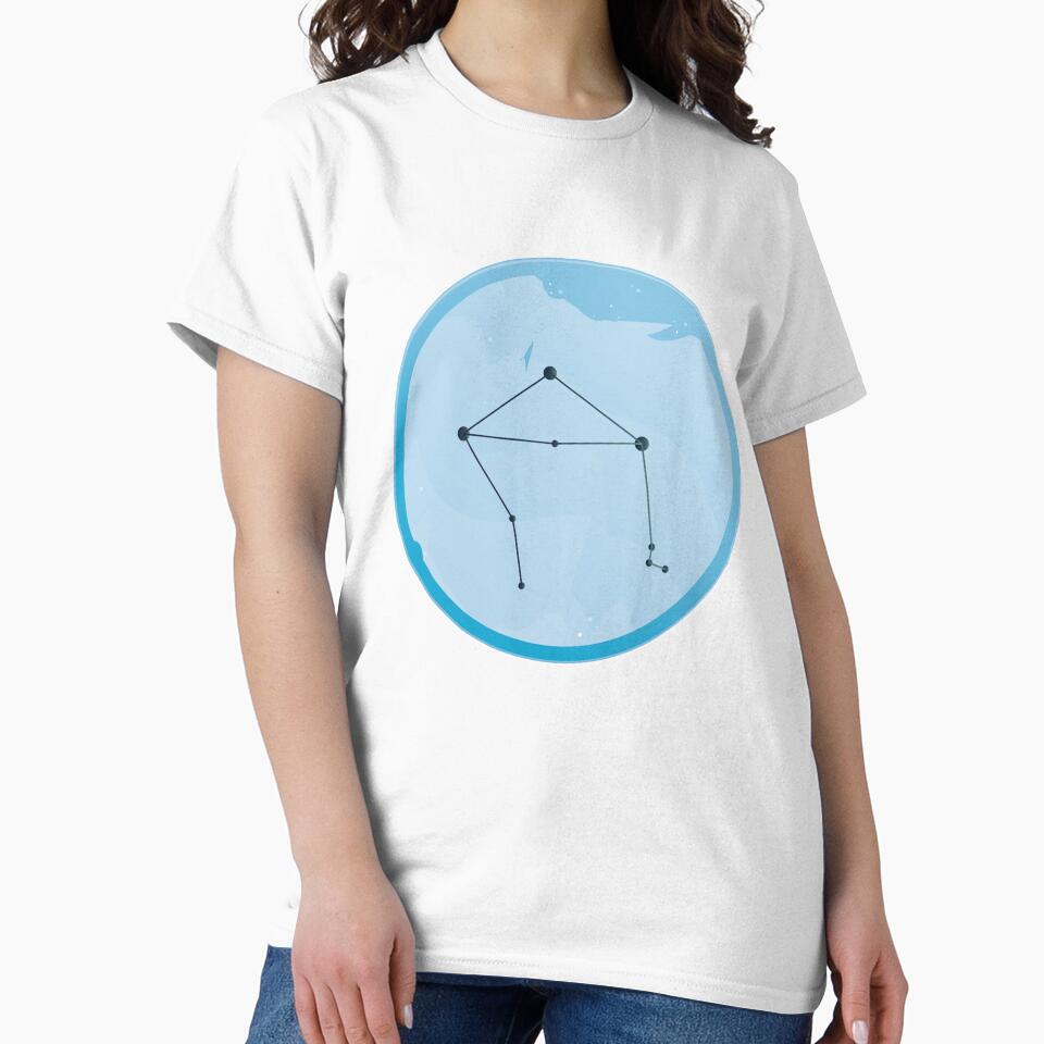 Libra Constellation Art in Calm Blue Background Zodiac Element Colors by igashi