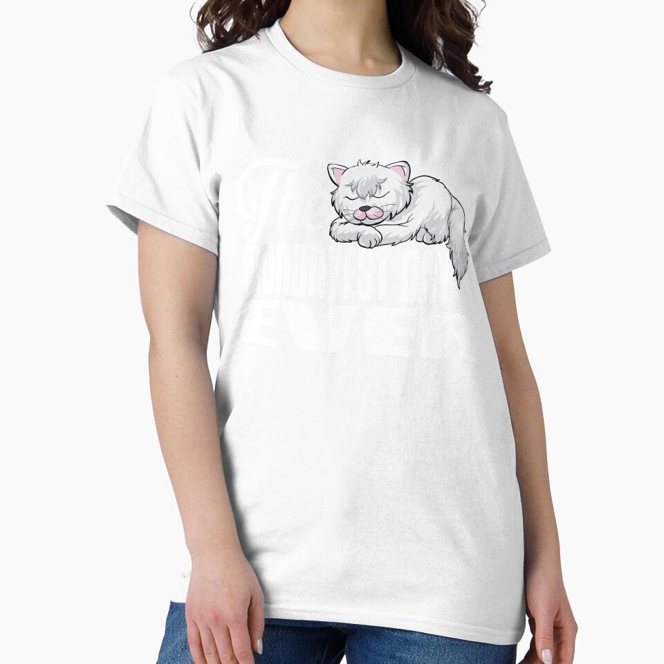The mondayest day ever cute funny cat with meme quoted graphic men women unisex apparel by micreations