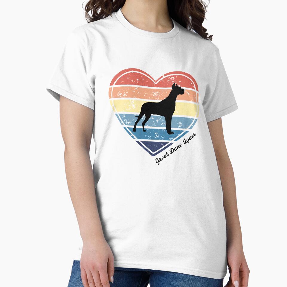 Great Dane Lover Retro Sunset Heart 2 by Print-A-Joke