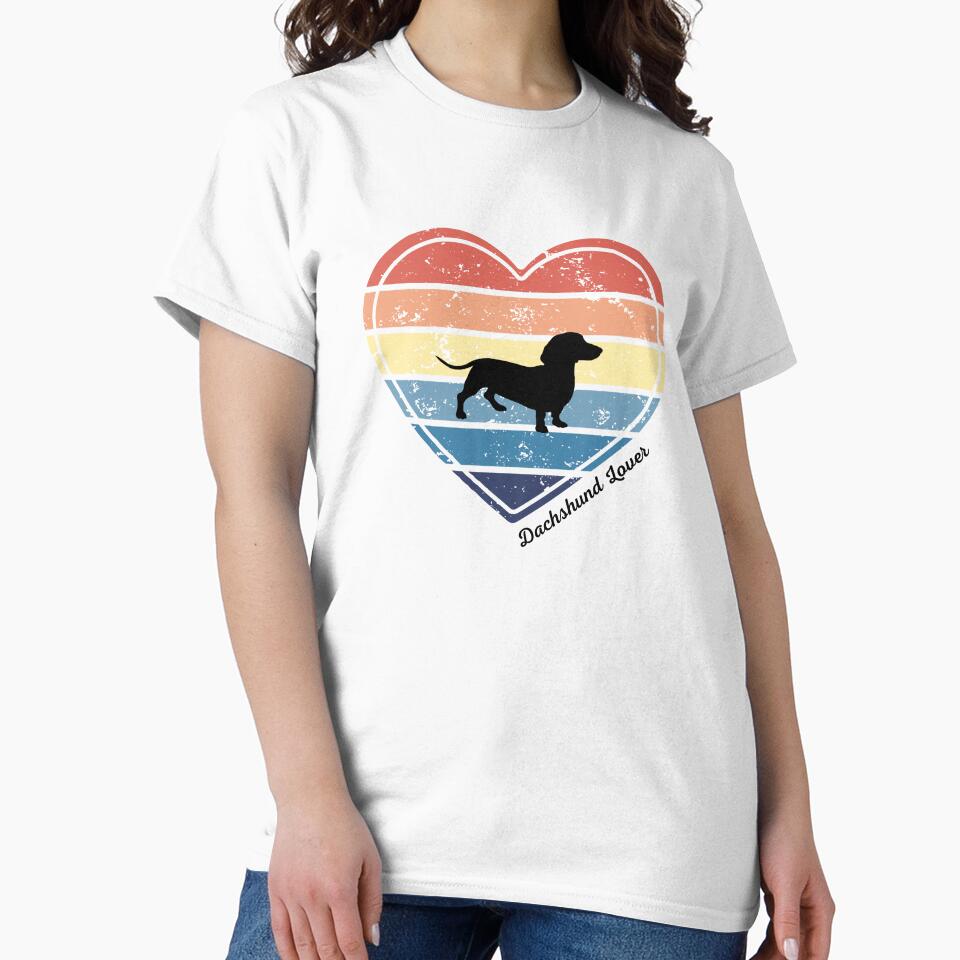 Dachshund Lover Retro Sunset Heart by Print-A-Joke