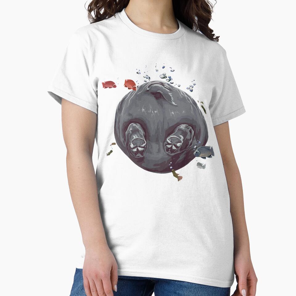Hippo butt with fish, large print blue edition by bye-then
