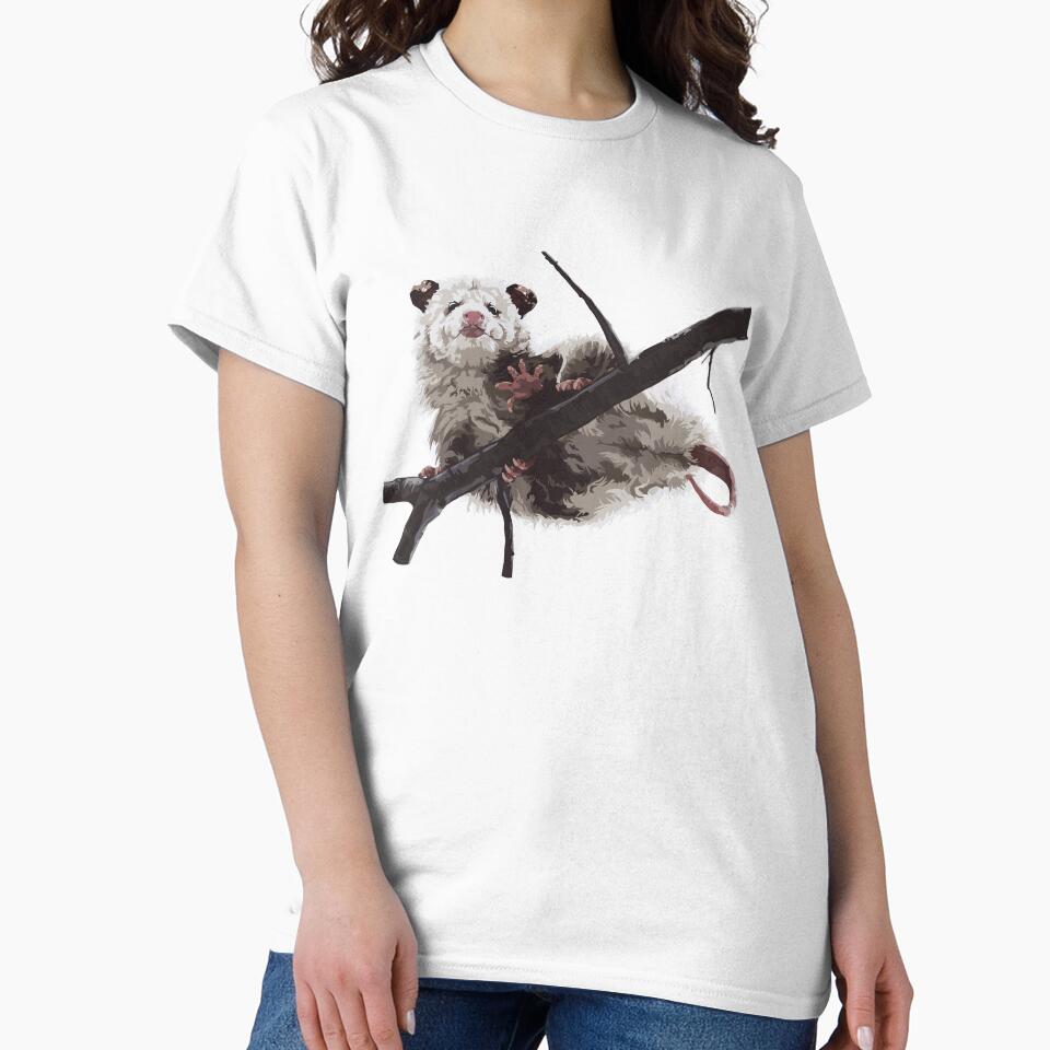 Opossum's butt on a branch, large print white edition by bye-then