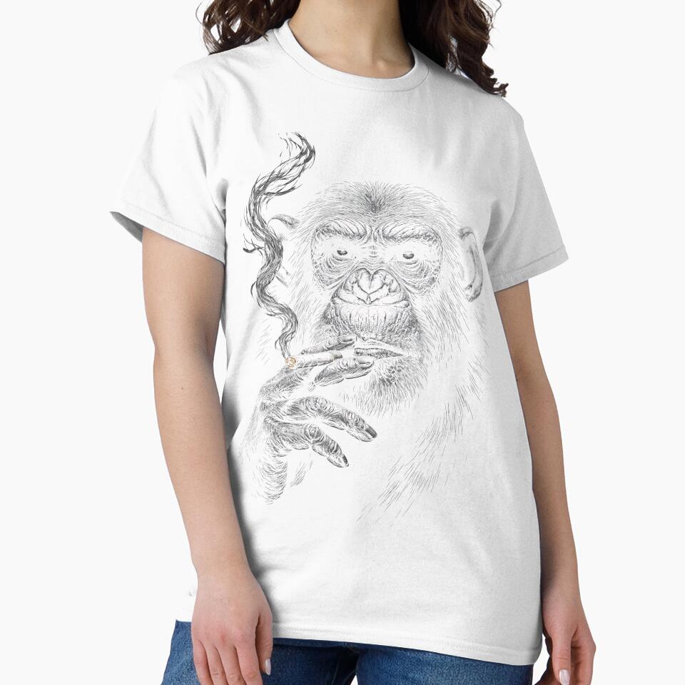 Chimpanzee Smoking Cigar Minimalist Design Chimp Monochromatic by BeaverFriends