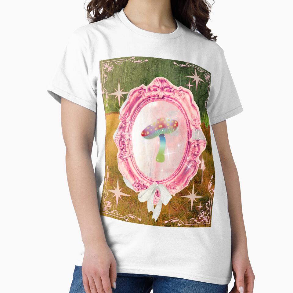 Vintage Nature Mushroom with Pink Mirror by bowsbotanicals