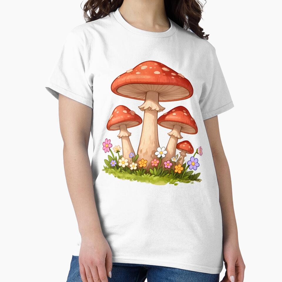 Mushrooms With Flowers by WrenAndWhimsy