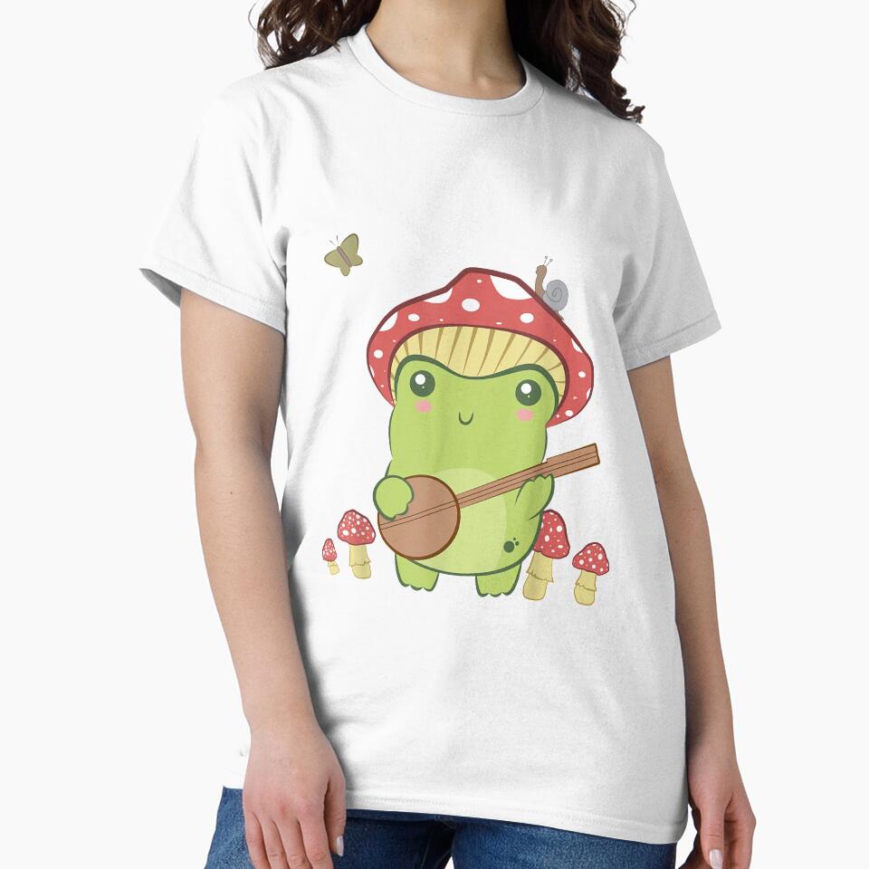 Cottagecore Aesthetic Frog Playing Mushroom by DonVTV