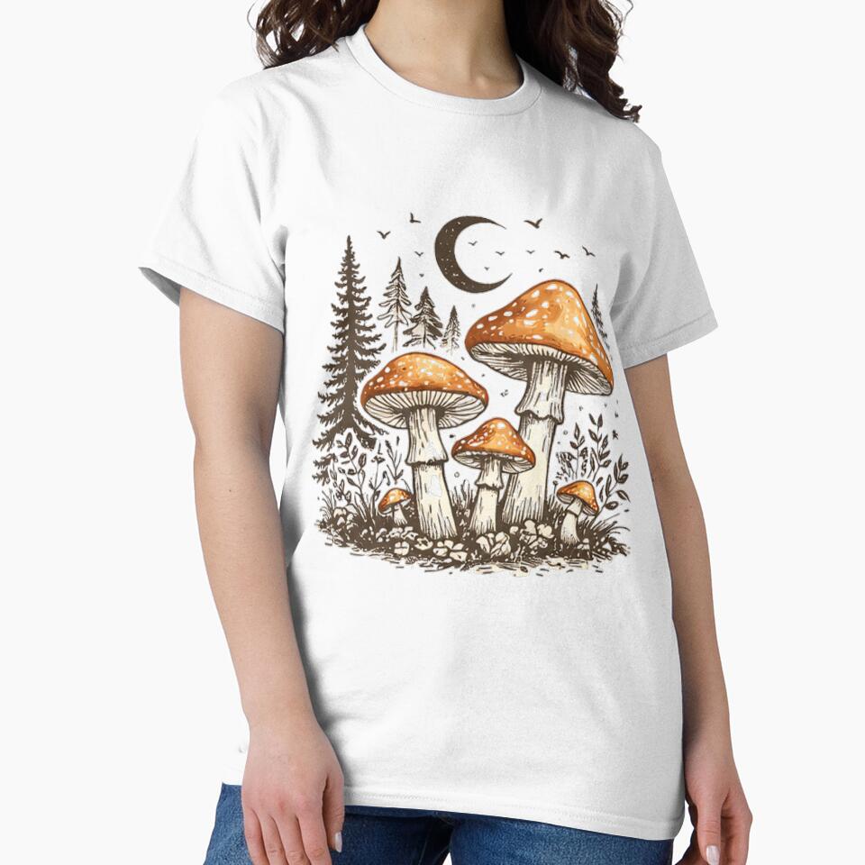 Mystical Forest Mushrooms Under the Moon – Cottagecore Aesthetic Design by FunForgeStudio