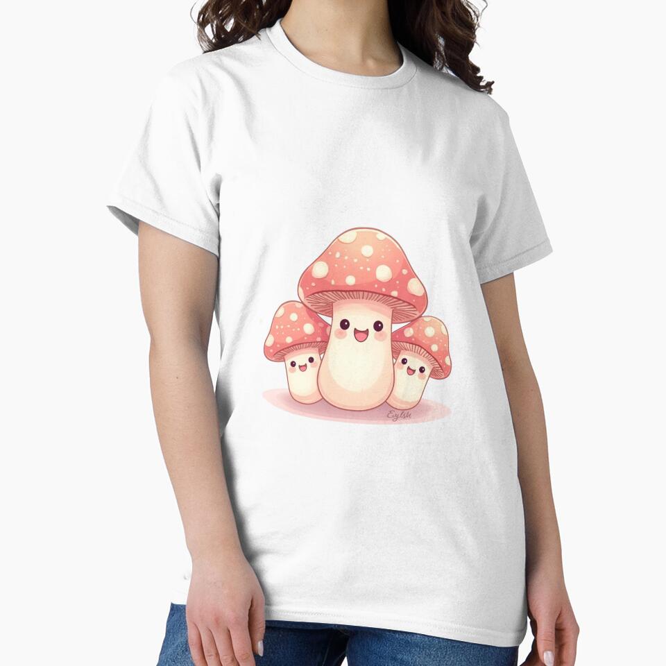 Cute Smiling Mushroom – Kawaii Cottagecore Art by Dream Magic Co