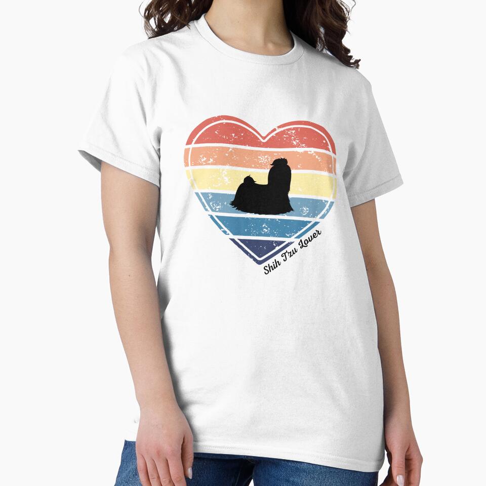 Shih Tzu Lover Retro Sunset Heart by Print-A-Joke