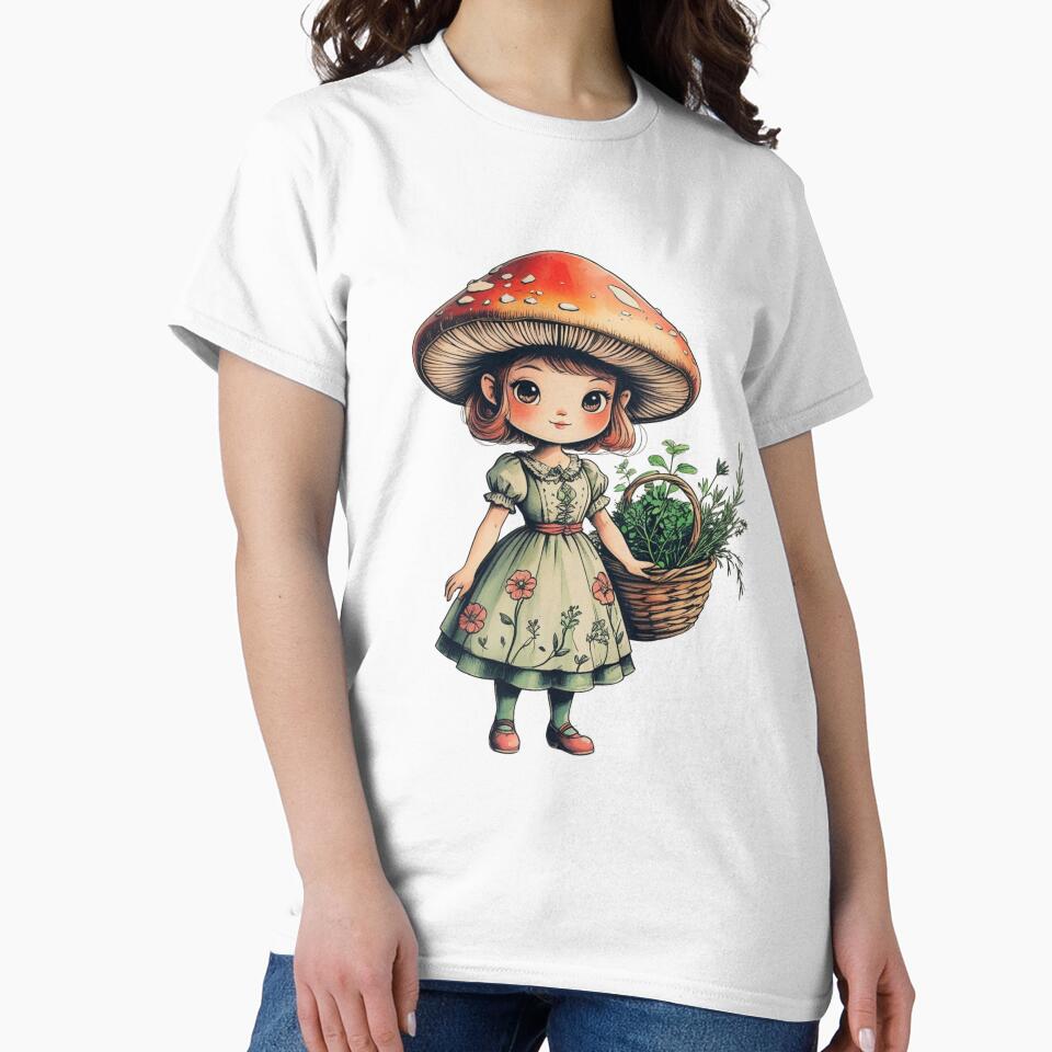Mushroom Girl – Cottagecore Fairy Tale Illustration by Almond Paper Co.