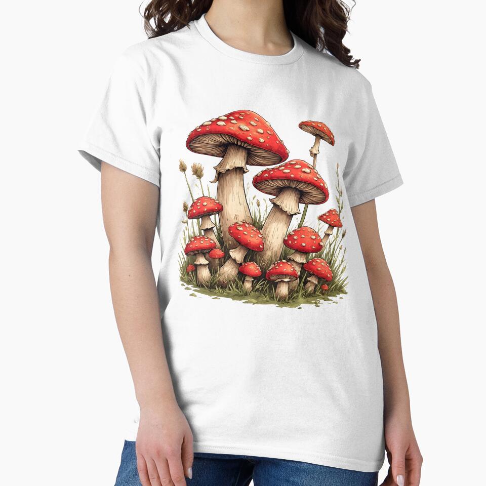 Enchanted Red Toadstools – Vintage Woodland Mushroom Illustration by Karolina’s Cozy Creations