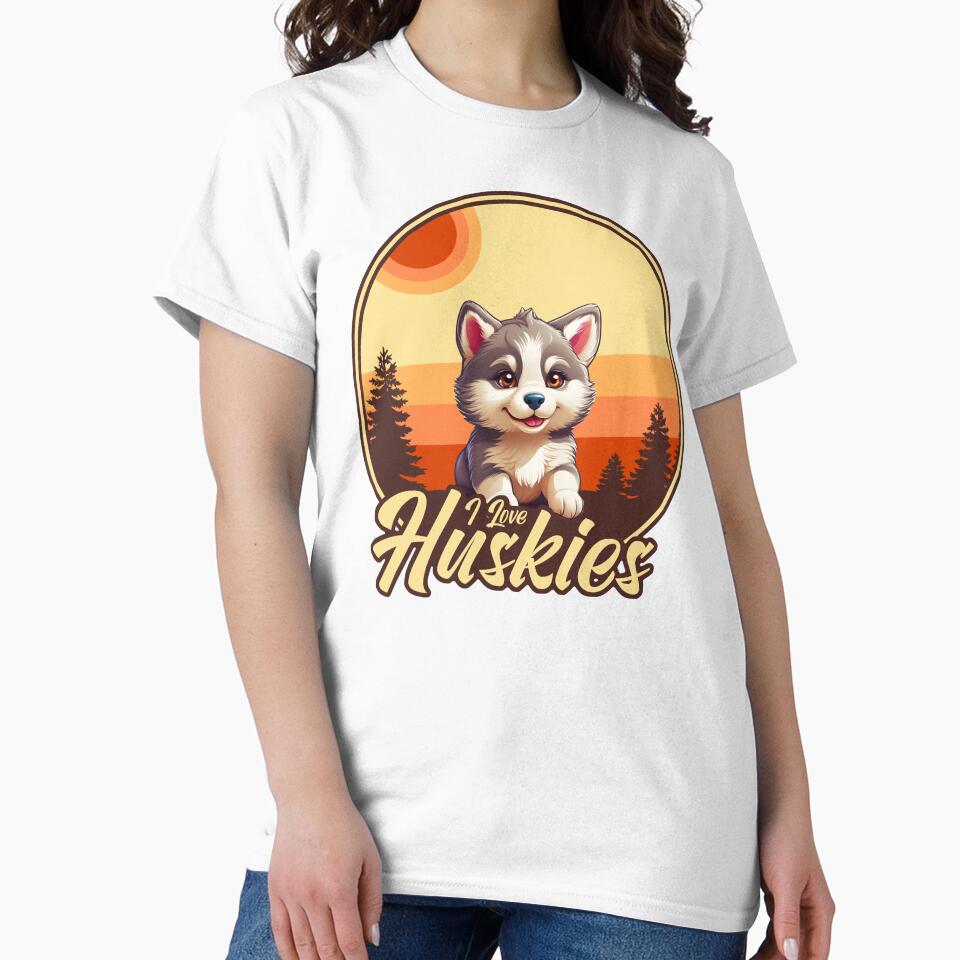 I Love Huskies - Vintage Sunset Design - Siberian Husky Lover by brindled