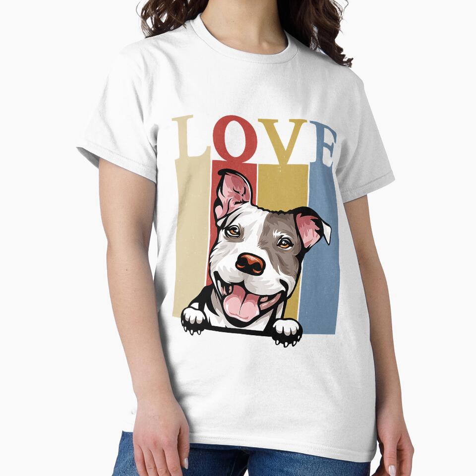 I Love My Pitbull Vintage Retro Funny Pitbull Dog Owner by JeffreyShultz